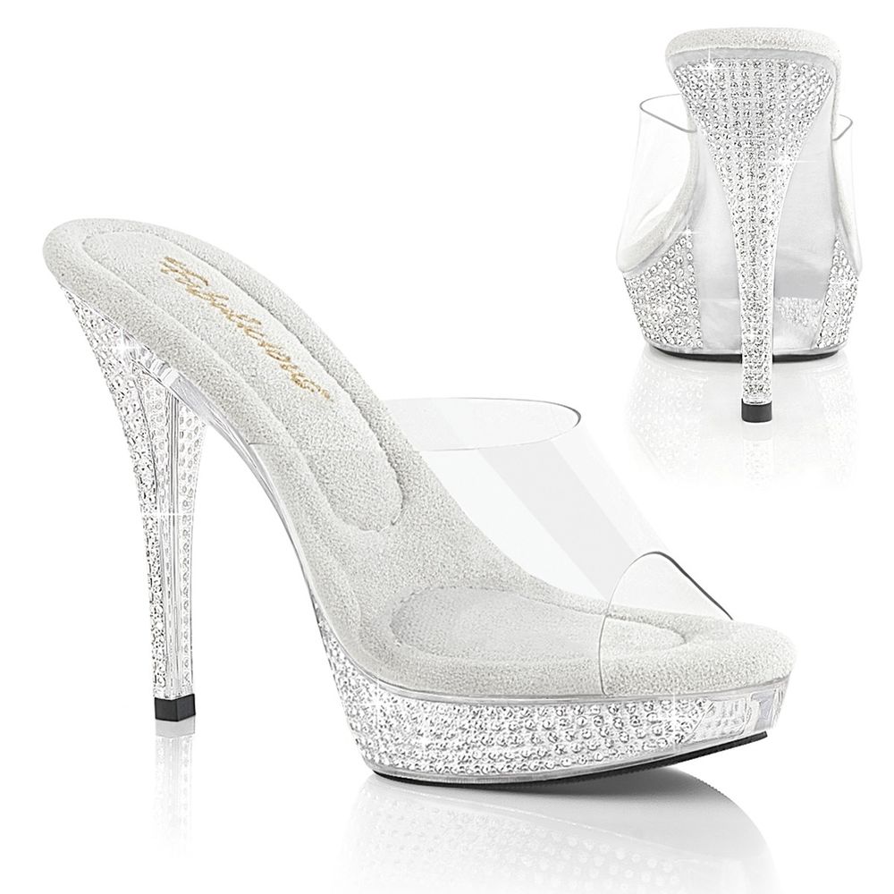 Fabulicious - ATHENA501 Muiltjes met hak - Wit/Transparant
